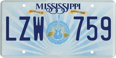 MS license plate LZW759