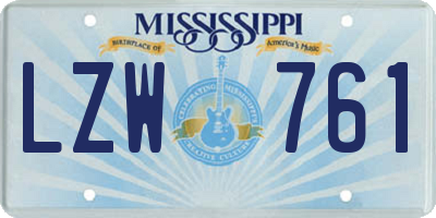 MS license plate LZW761