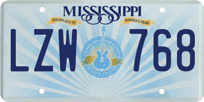 MS license plate LZW768