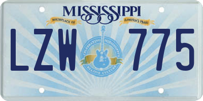 MS license plate LZW775