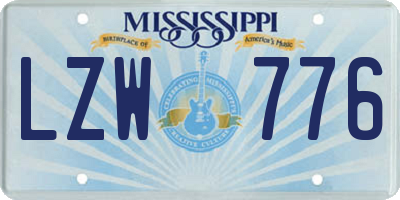 MS license plate LZW776