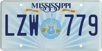 MS license plate LZW779