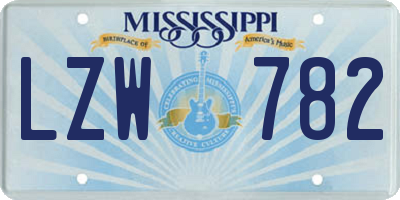 MS license plate LZW782