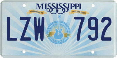 MS license plate LZW792