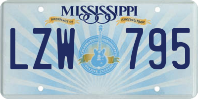 MS license plate LZW795