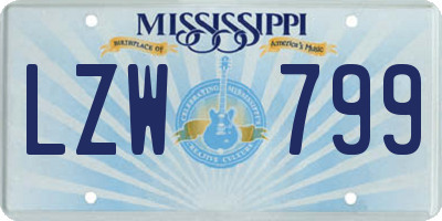 MS license plate LZW799