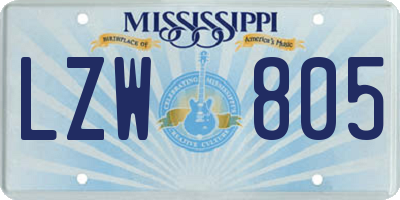 MS license plate LZW805