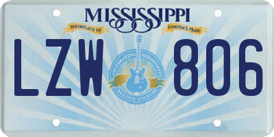 MS license plate LZW806
