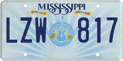 MS license plate LZW817