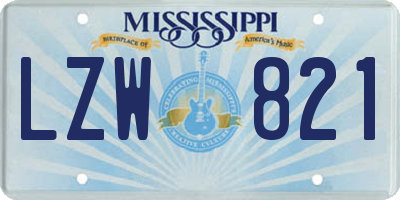 MS license plate LZW821