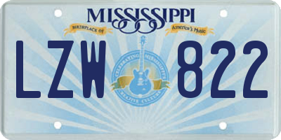 MS license plate LZW822