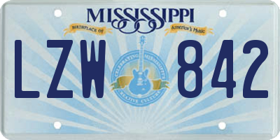 MS license plate LZW842