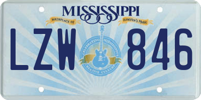 MS license plate LZW846