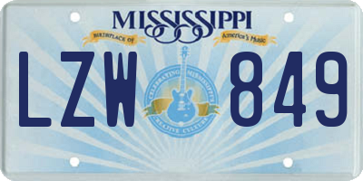 MS license plate LZW849