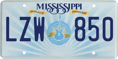 MS license plate LZW850