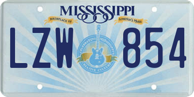 MS license plate LZW854