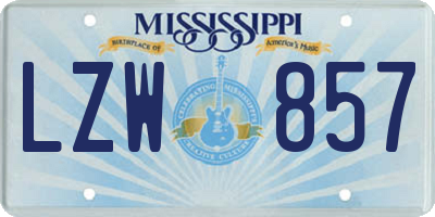 MS license plate LZW857