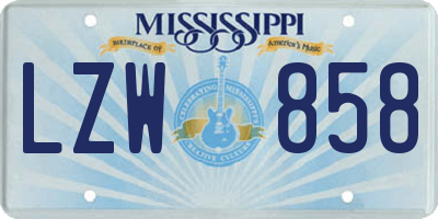 MS license plate LZW858