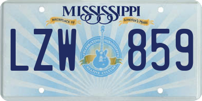MS license plate LZW859