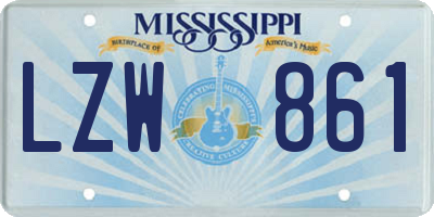 MS license plate LZW861
