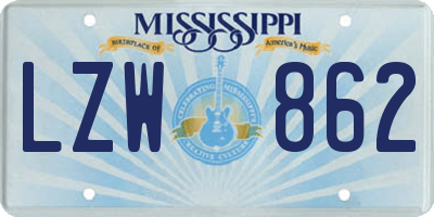 MS license plate LZW862
