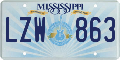 MS license plate LZW863