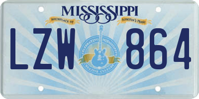 MS license plate LZW864