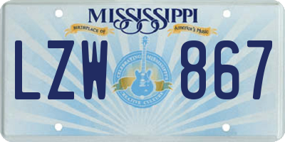 MS license plate LZW867