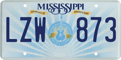 MS license plate LZW873