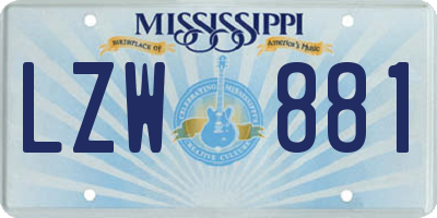 MS license plate LZW881