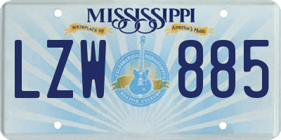 MS license plate LZW885