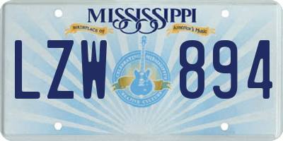 MS license plate LZW894