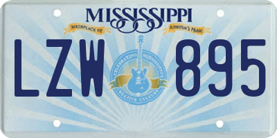 MS license plate LZW895