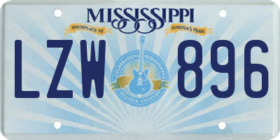 MS license plate LZW896