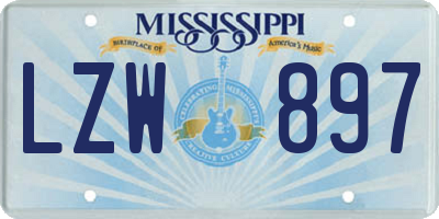 MS license plate LZW897
