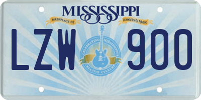 MS license plate LZW900