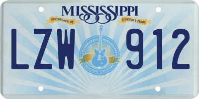 MS license plate LZW912