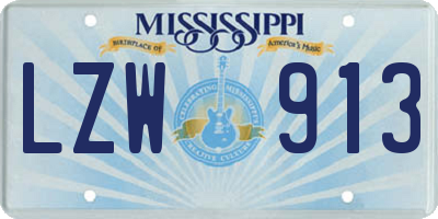 MS license plate LZW913