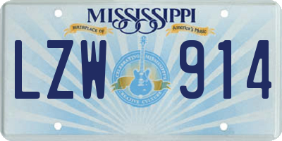 MS license plate LZW914
