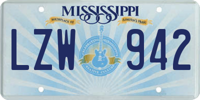 MS license plate LZW942