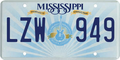 MS license plate LZW949