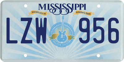 MS license plate LZW956