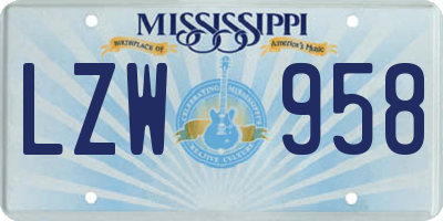 MS license plate LZW958