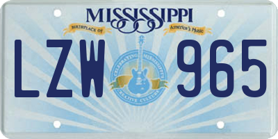 MS license plate LZW965