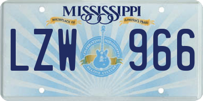 MS license plate LZW966