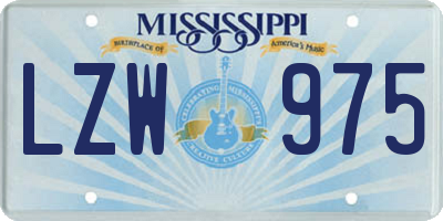 MS license plate LZW975
