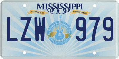 MS license plate LZW979