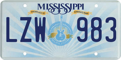 MS license plate LZW983
