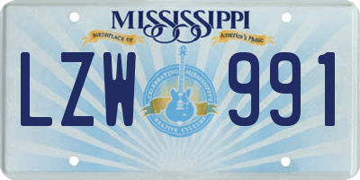 MS license plate LZW991
