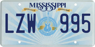 MS license plate LZW995